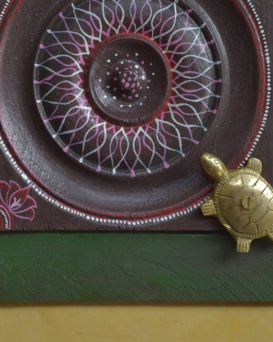 HANDPAINTED VINTAGE BRASS TORTOISE WALLART - Our Better Planet