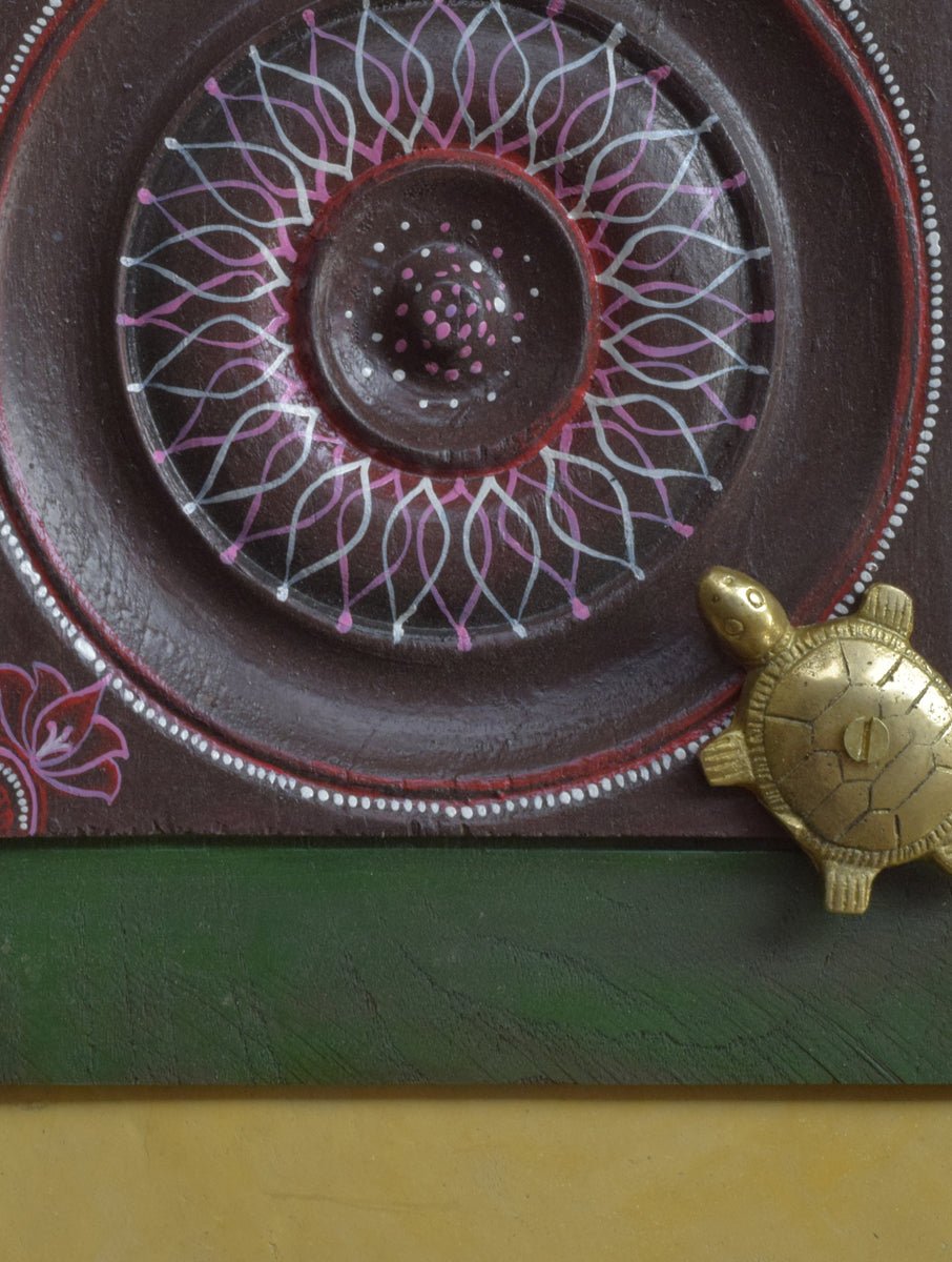 HANDPAINTED VINTAGE BRASS TORTOISE WALLART - Our Better Planet