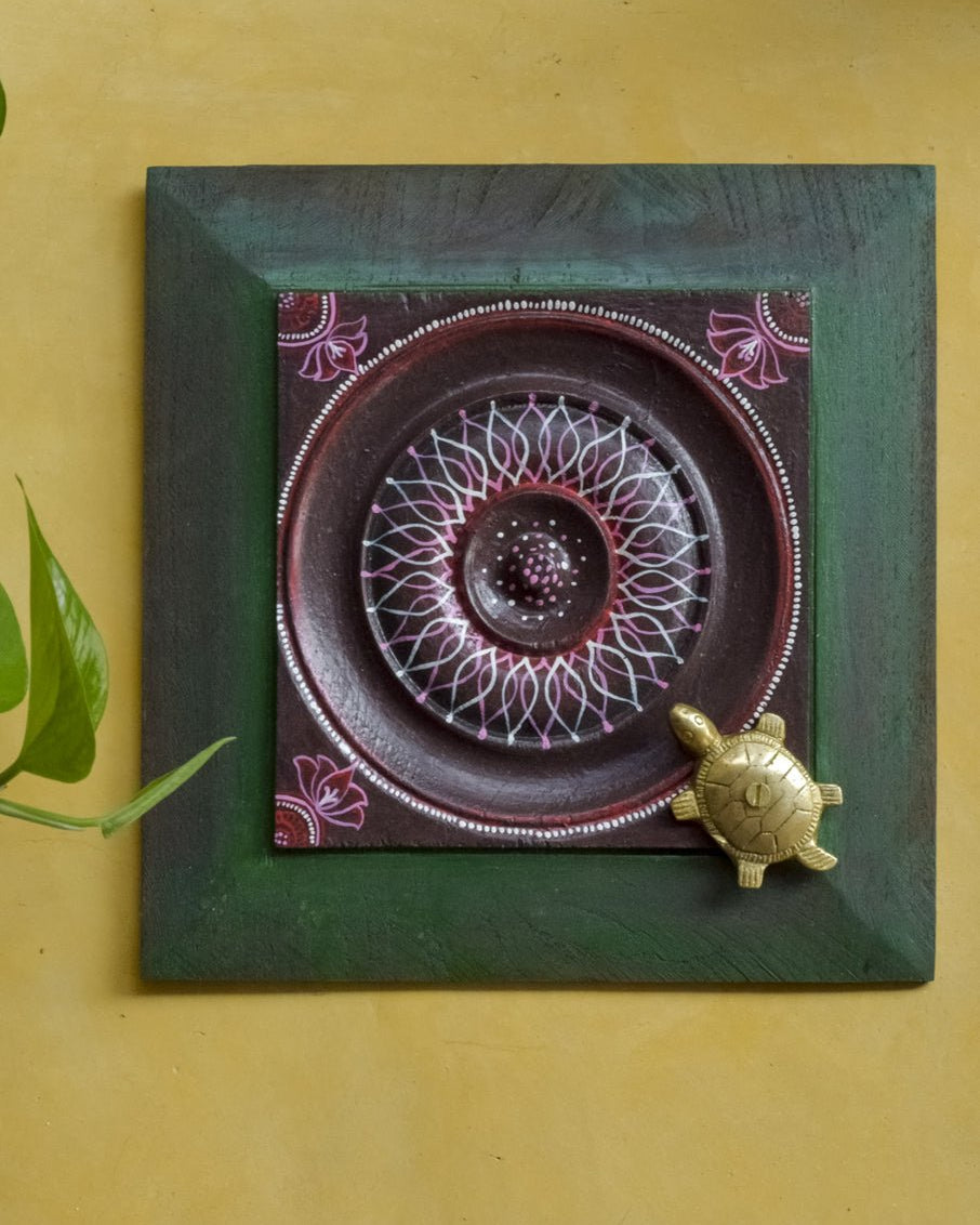 HANDPAINTED VINTAGE BRASS TORTOISE WALLART - Our Better Planet