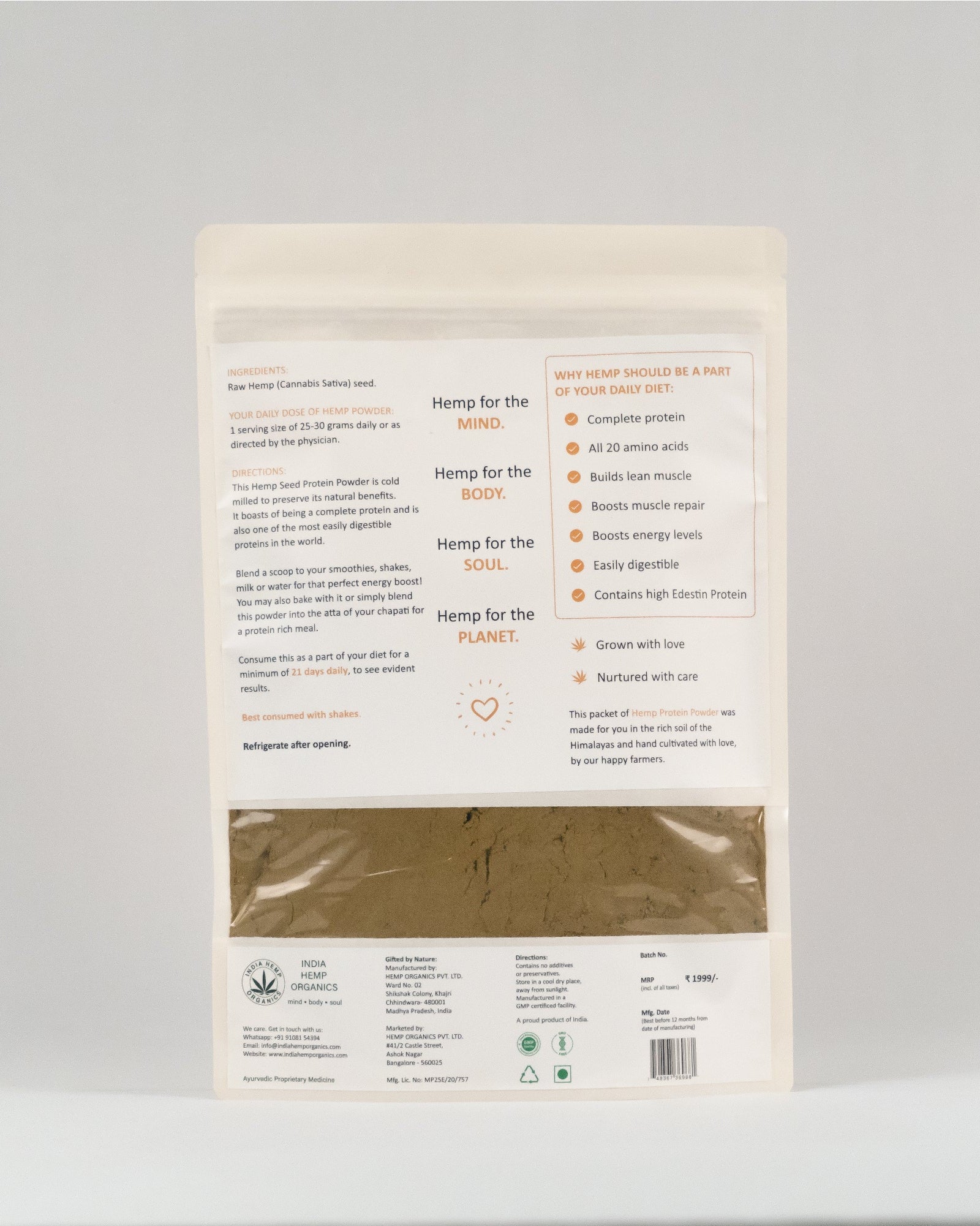 Hemp Protein Powder 100 grams - Our Better Planet