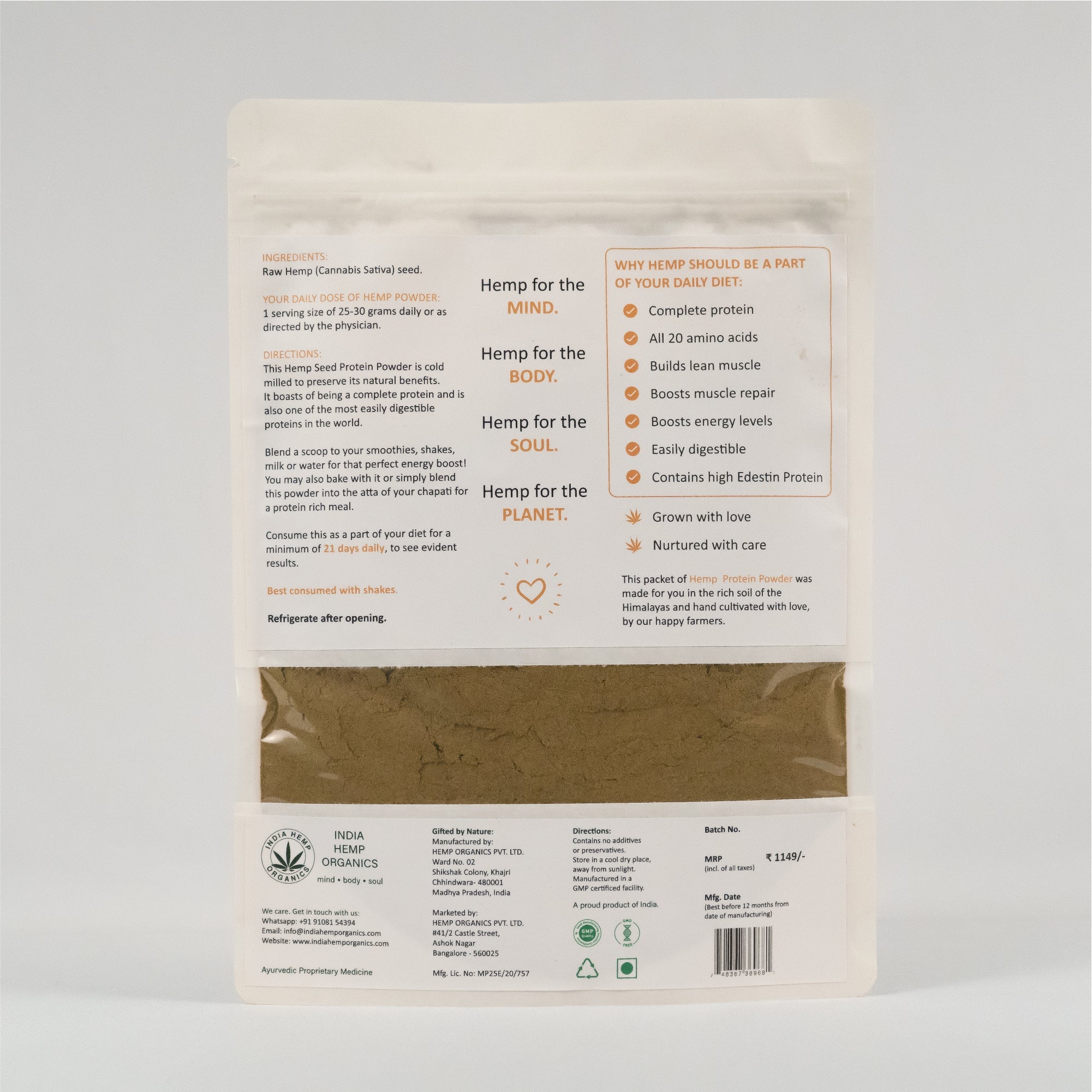 Hemp Protein Powder 100 grams - Our Better Planet