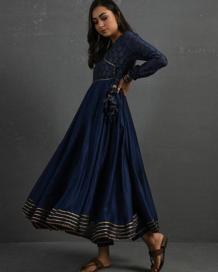 Indigo Gota Kissed Chanderi Kurta & Pant (Set of 2) - Our Better Planet