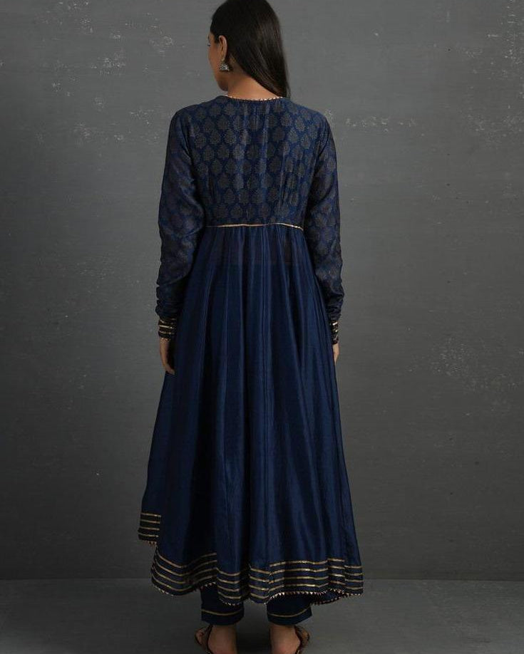 Indigo Gota Kissed Chanderi Kurta & Pant (Set of 2) - Our Better Planet