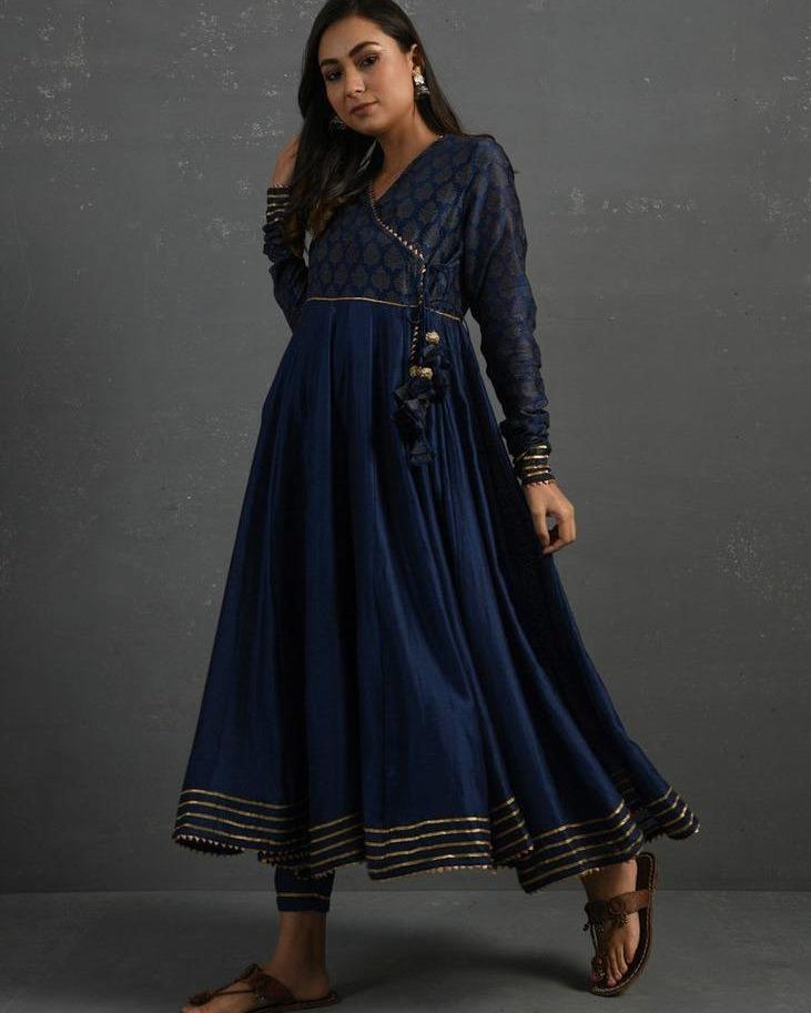 Indigo Gota Kissed Chanderi Kurta & Pant (Set of 2) - Our Better Planet