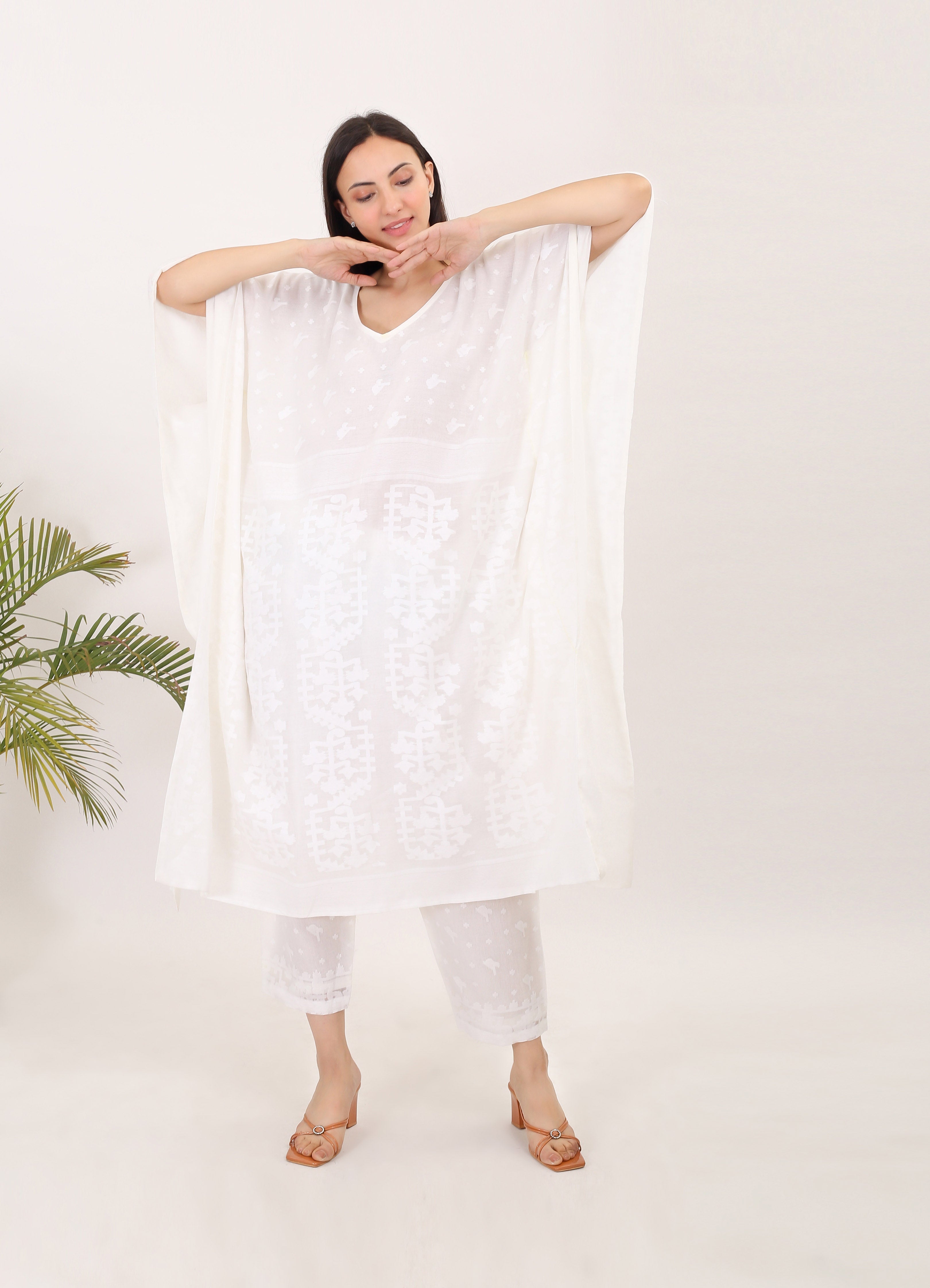 ANGEL: Handwoven Jamdani women Kaftan set