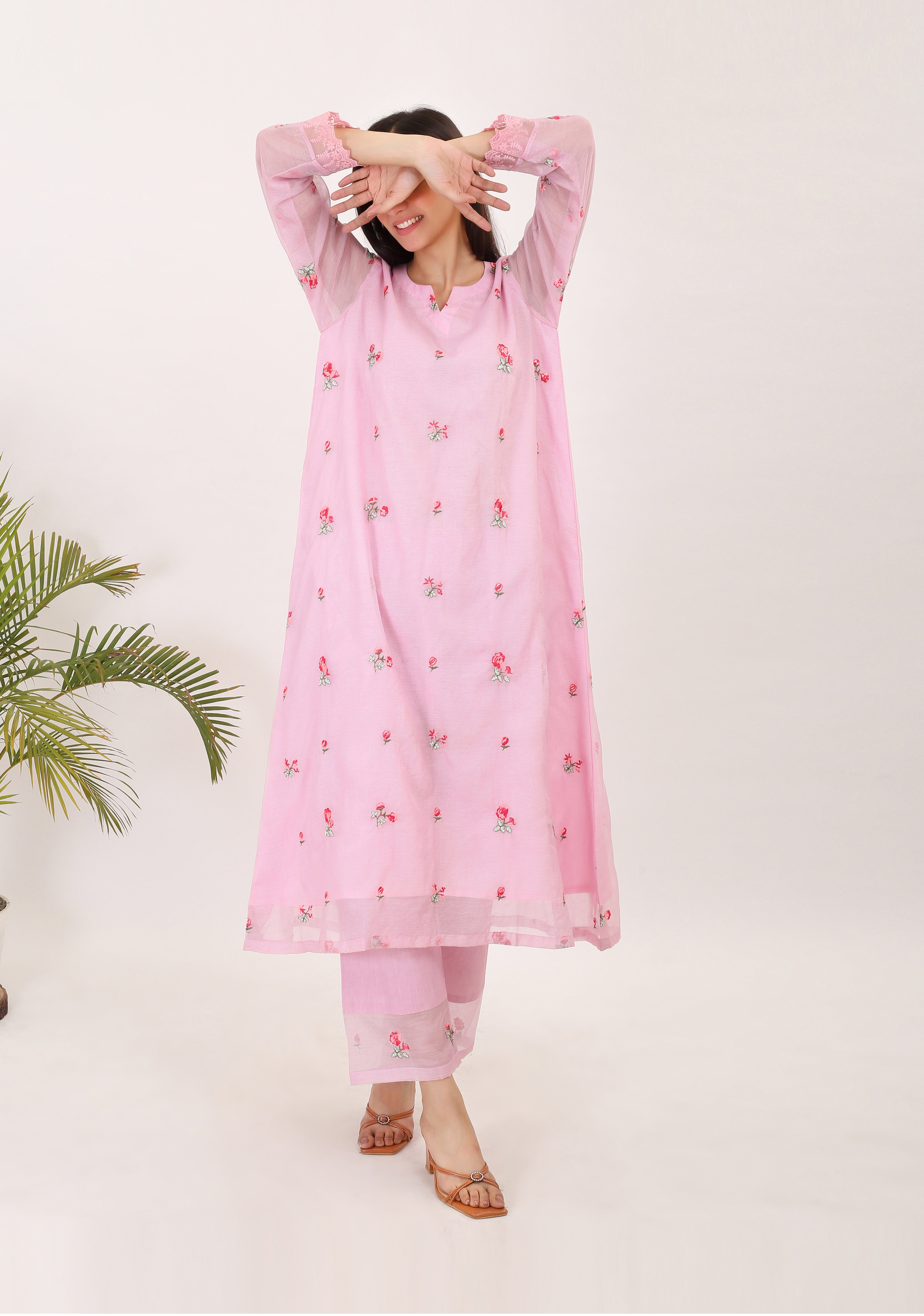 ROSEMARY'S SONG: Kota doria embroidered women kurta set