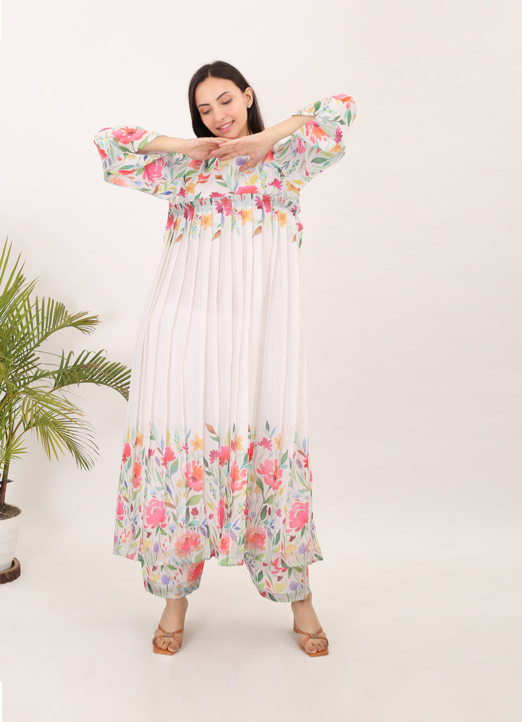 EMILY IN THE GARDEN: Cotton linen printed summer women kurta set