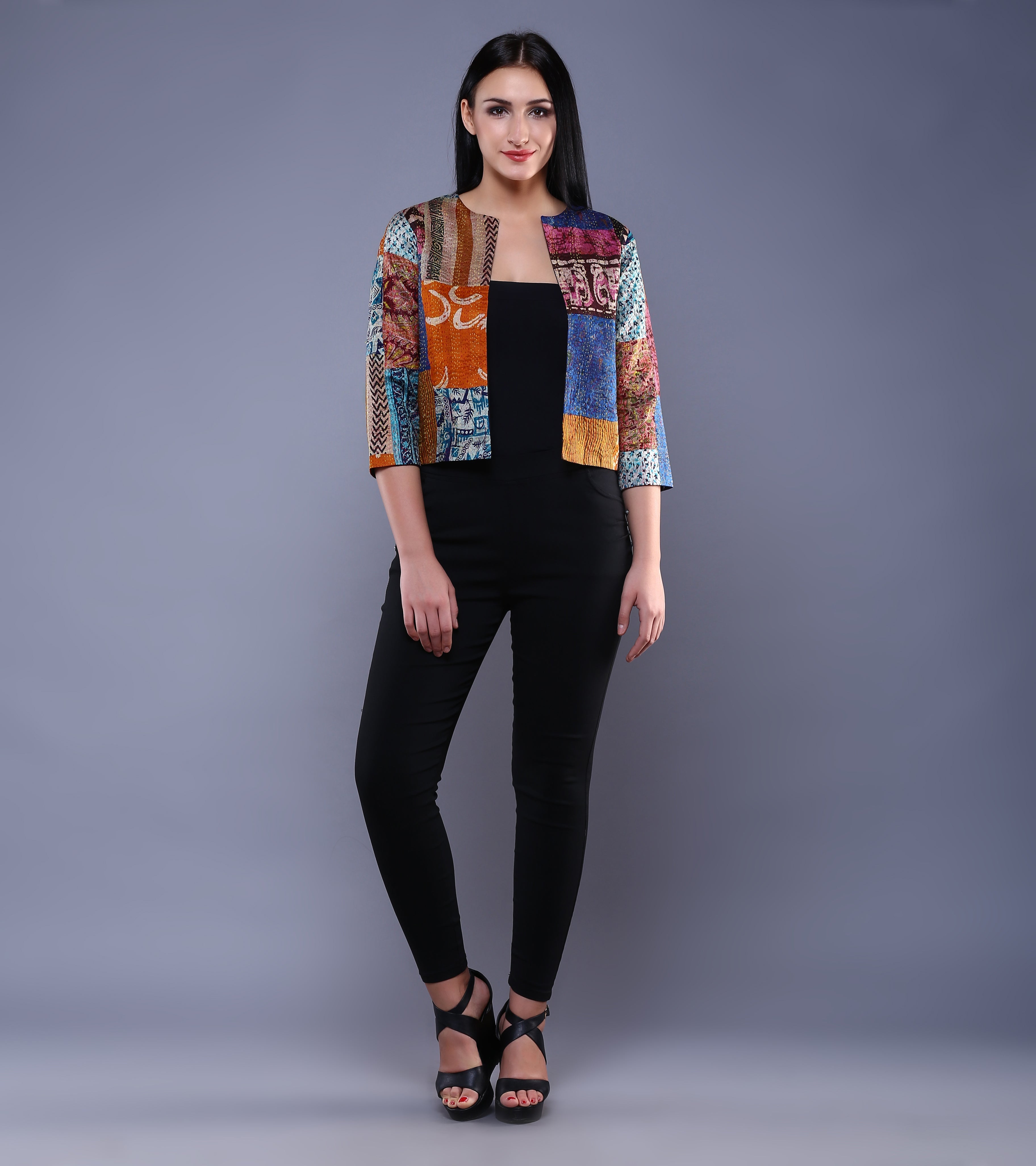 ATRANGI: Vintage Silk Kantha Jacket