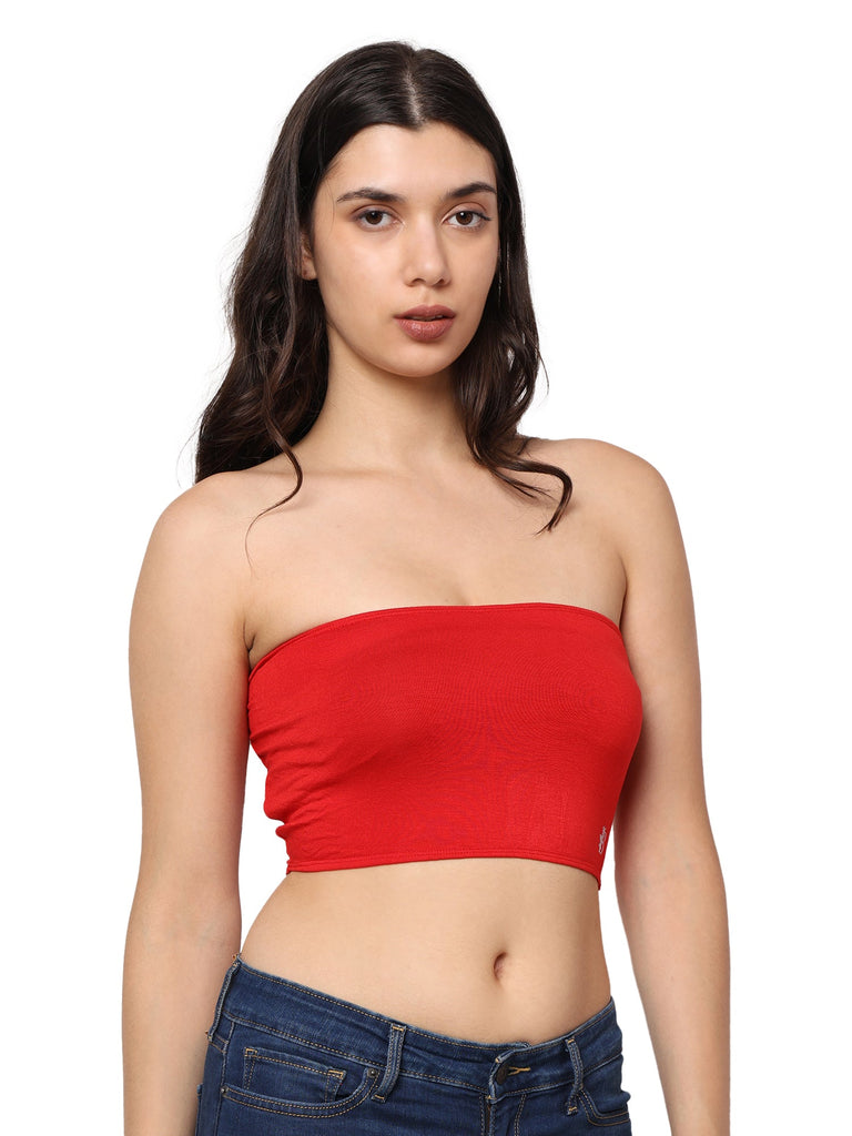 Bamboo Fabric Red Tube Top For Girls