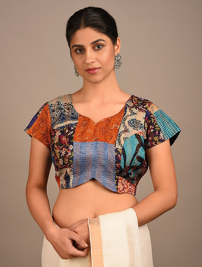 TITLI: Handcrafted Vintage Silk Kantha Blouse