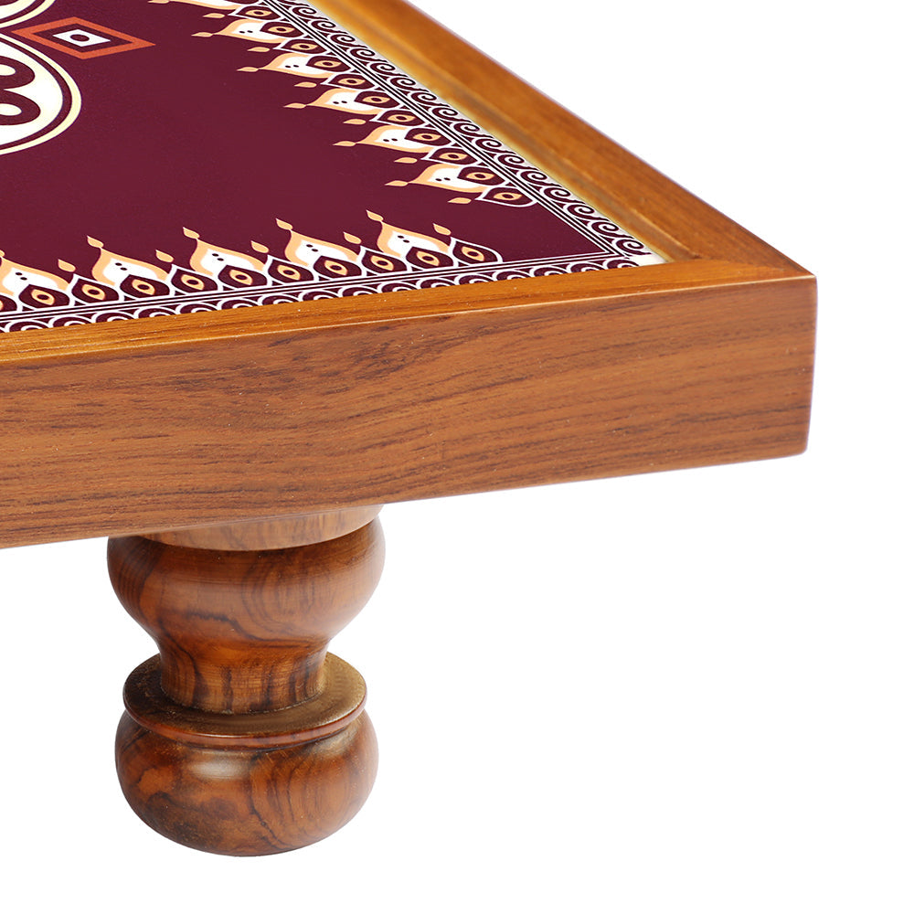 Elevate your home decor with the Traditional Maroon Mandala Bajot, meticulously crafted from Teak Wood and adorned with Serenity Mandala Art. Whether used for decorating your home, conducting Pooja ceremonies, or creating festive vibes, this piece, known as Chowki or Pattla, adds cultural richness and beauty to your space.