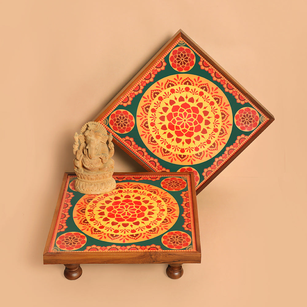 Bajot mandala | Classic yellow green chowki