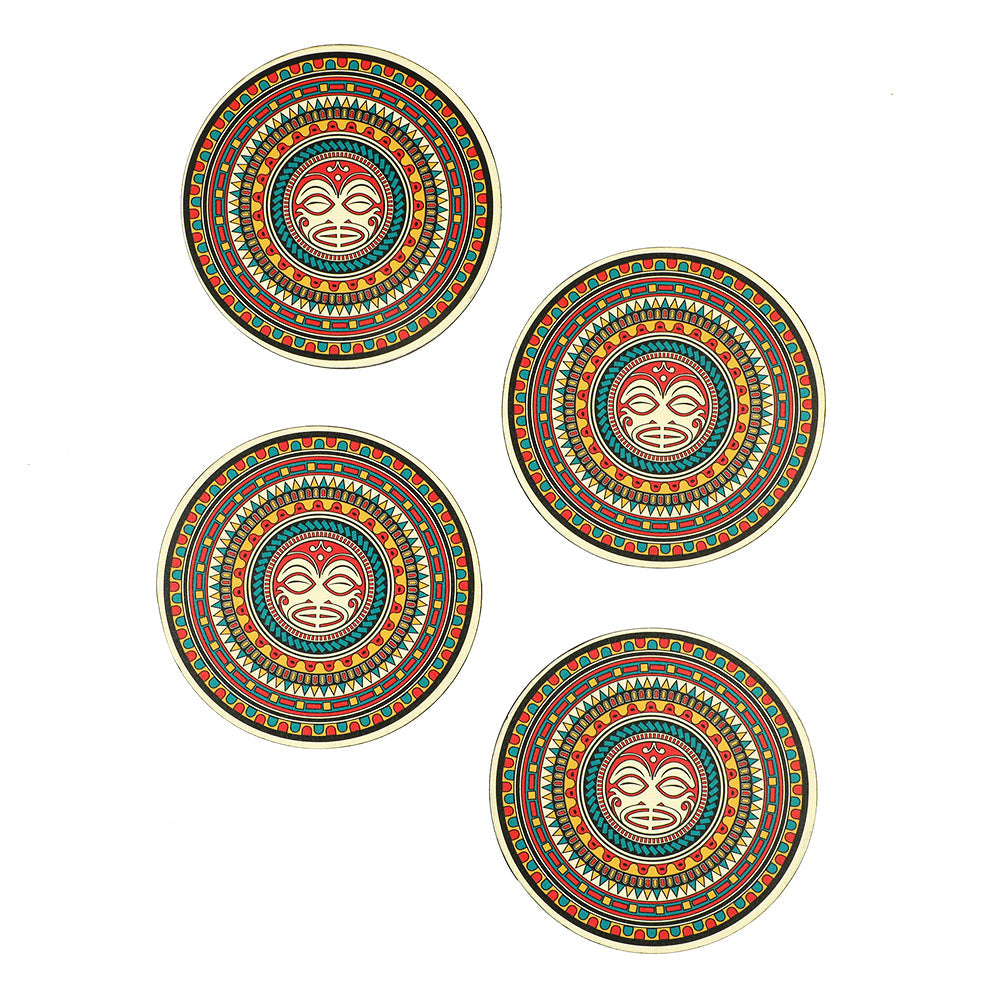 Introducing HARI KOA Maori Mandala Big Coaster set ‰ÛÒ a stylish solution for both hot and cold. Crafted from high-quality laminated wood and adorned with intricate Maori Mandal Art, these round coasters seamlessly combine chaos-resistant serenity with practicality for your table protection needs.