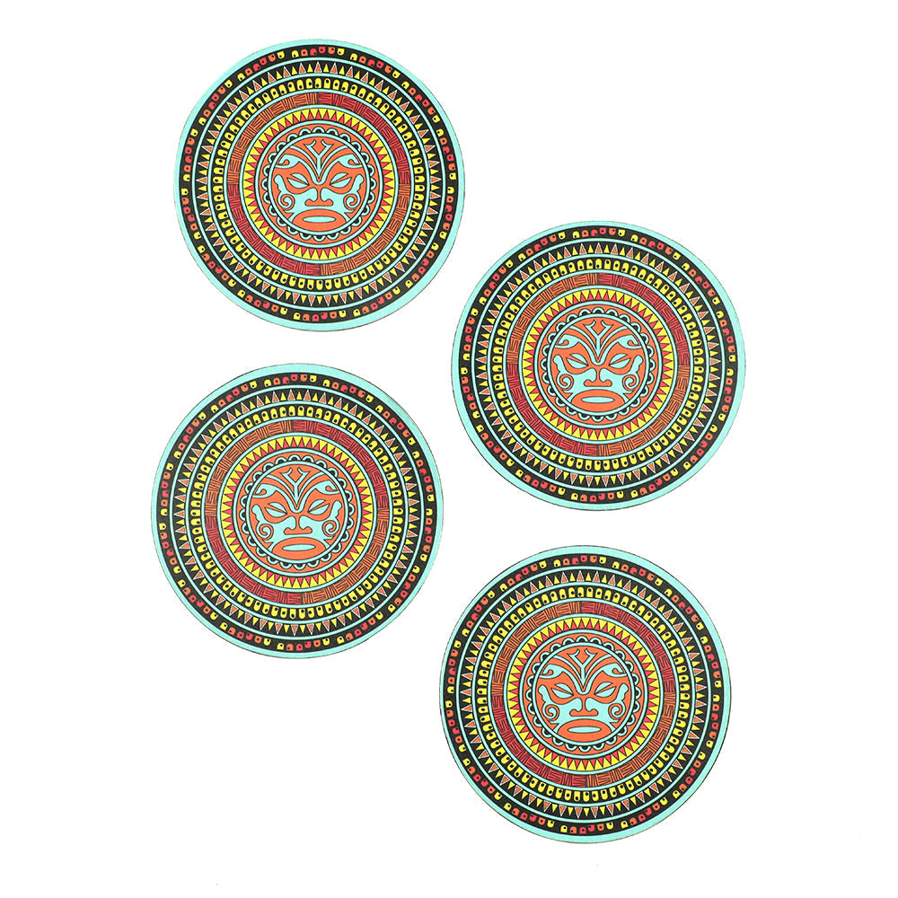 Elevate your dining ambiance with the PUKURIRI Maori Mandala Big Coaster set, crafted from high-quality laminated wood. These round coasters, adorned with intricate Maori Mandal Art, serve as stylish platforms for ice-cold drinks and provide protection for your tables from very hot utensils, harmonizing chaos with serenity.