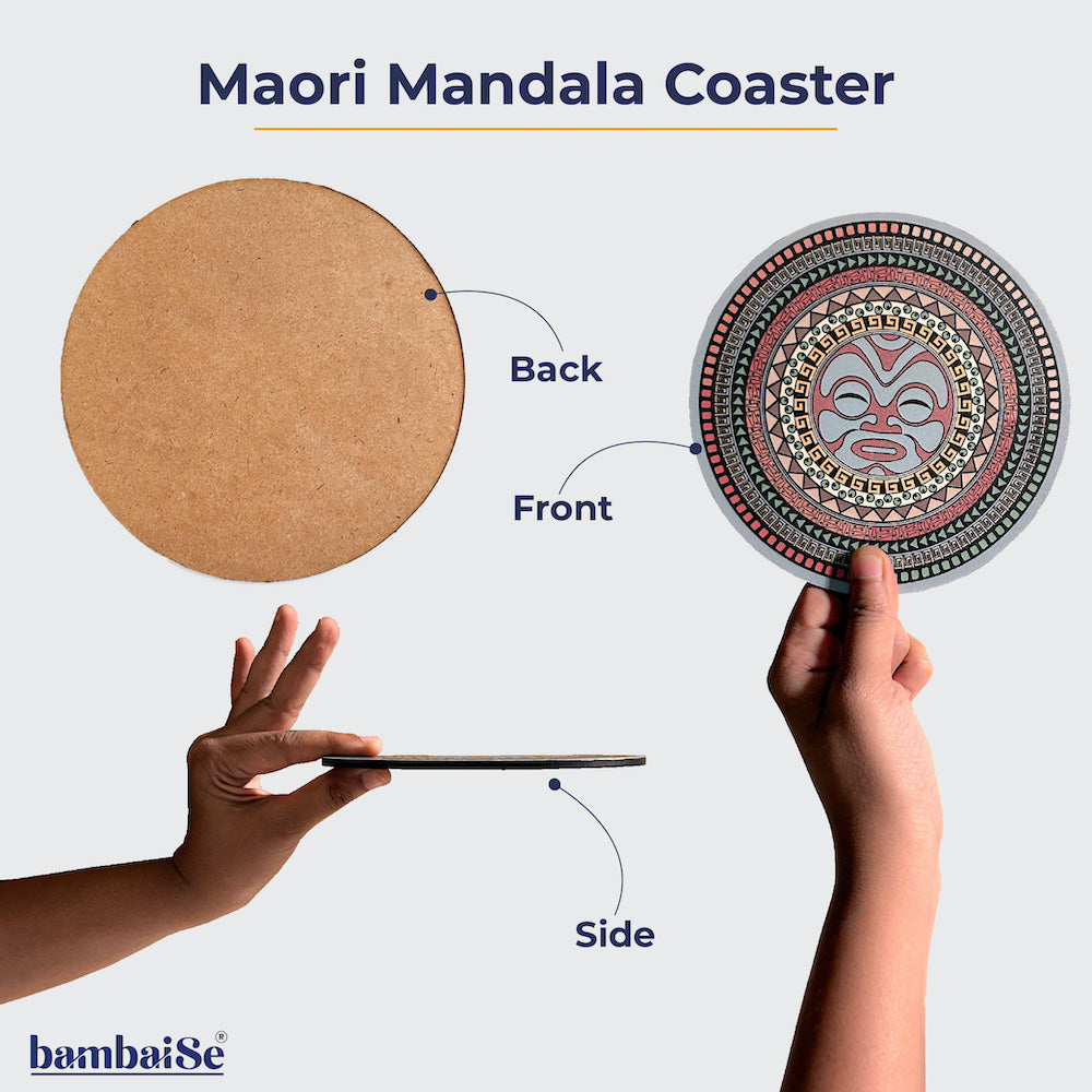 Premium MDF Coasters - Maori Mandala Set of 4 with Laminated Artwork