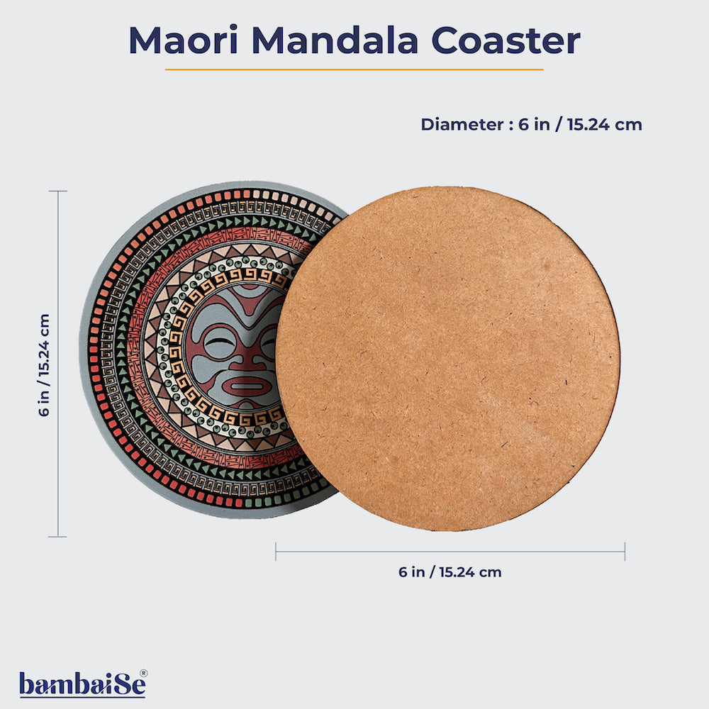 Exquisite Maori Mandala Coaster Set: Crafted from Premium MDF, Laminated Design