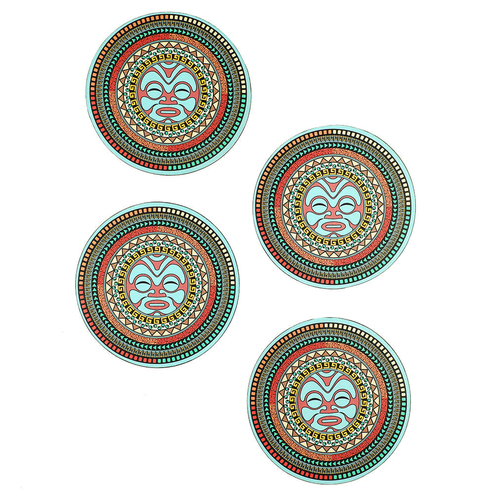 Elegant Set of 4 Maori Mandala Coasters: Premium MDF and Stunning Laminated Art