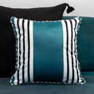 Black & White Teal Tango Velvet Cushion