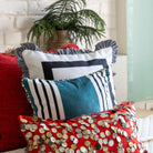 Black & White Teal Tango Velvet Cushion