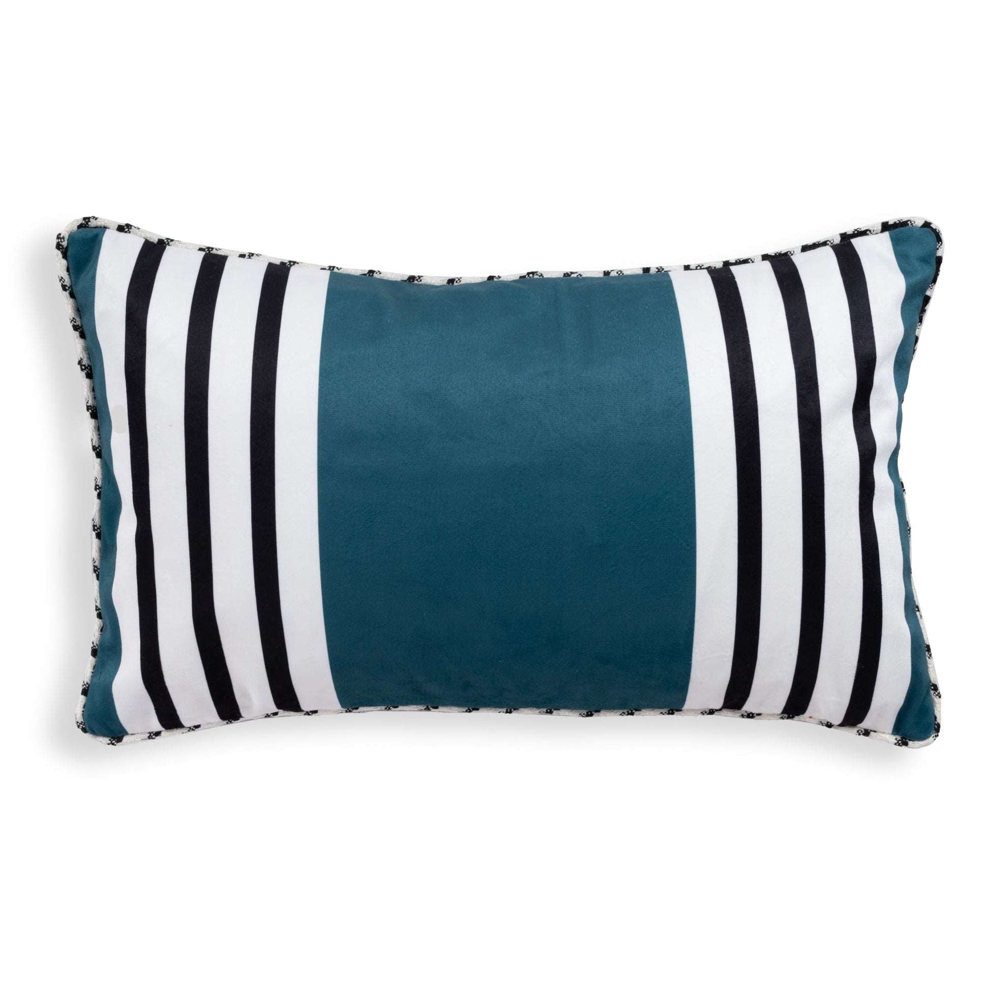 Black & White Teal Tango Velvet Cushion
