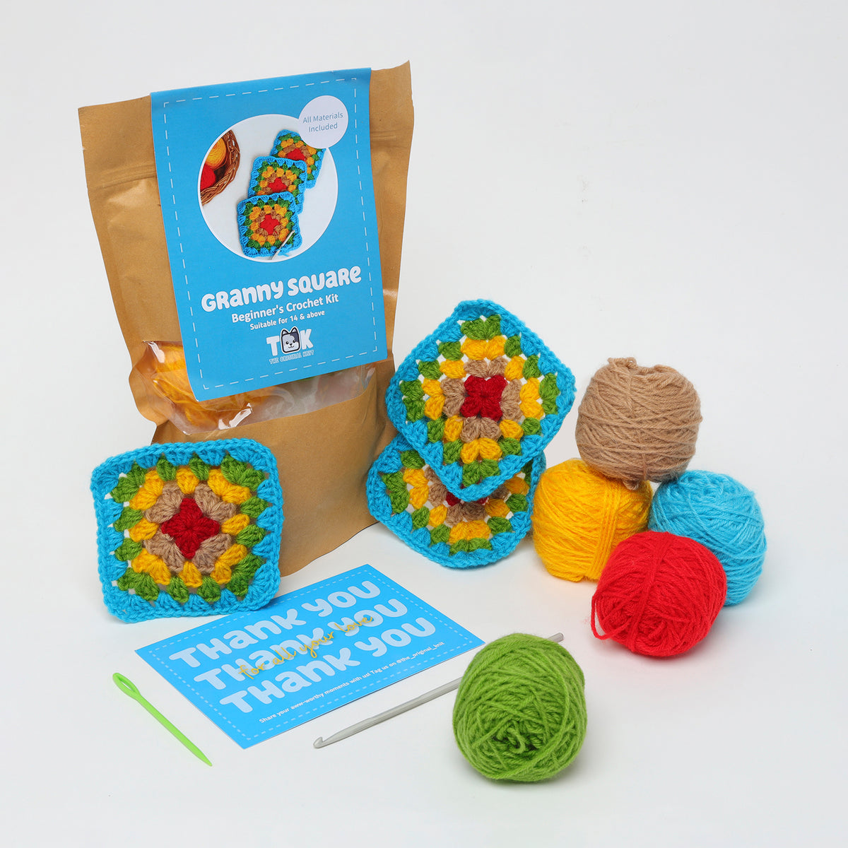 Aeelike Kit Uncinetto Per Principianti - Granny Square Cardigan - Set Completo Con Ganci E Filato Per Maglieria
