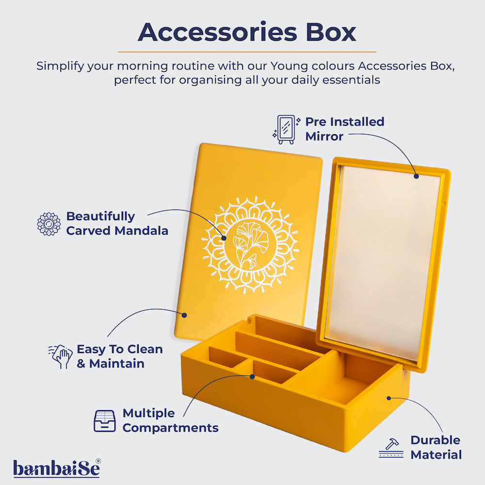 Wood Box - Multi purpose organiser with bambaiSe Mandala Art