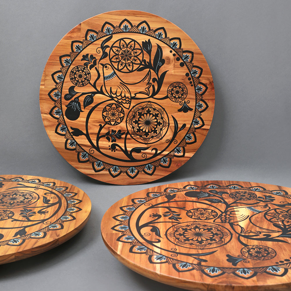 Multipurpose Lazy Susan with mandala art