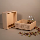 Achieve organized serenity with our Vanilla Beige Revolving Jar Tray, meticulously crafted from Premium Painted Wood. Designed to accommodate and rotate four jars seamlessly, this versatile piece is perfect for kitchen, living room, or dining table use. 