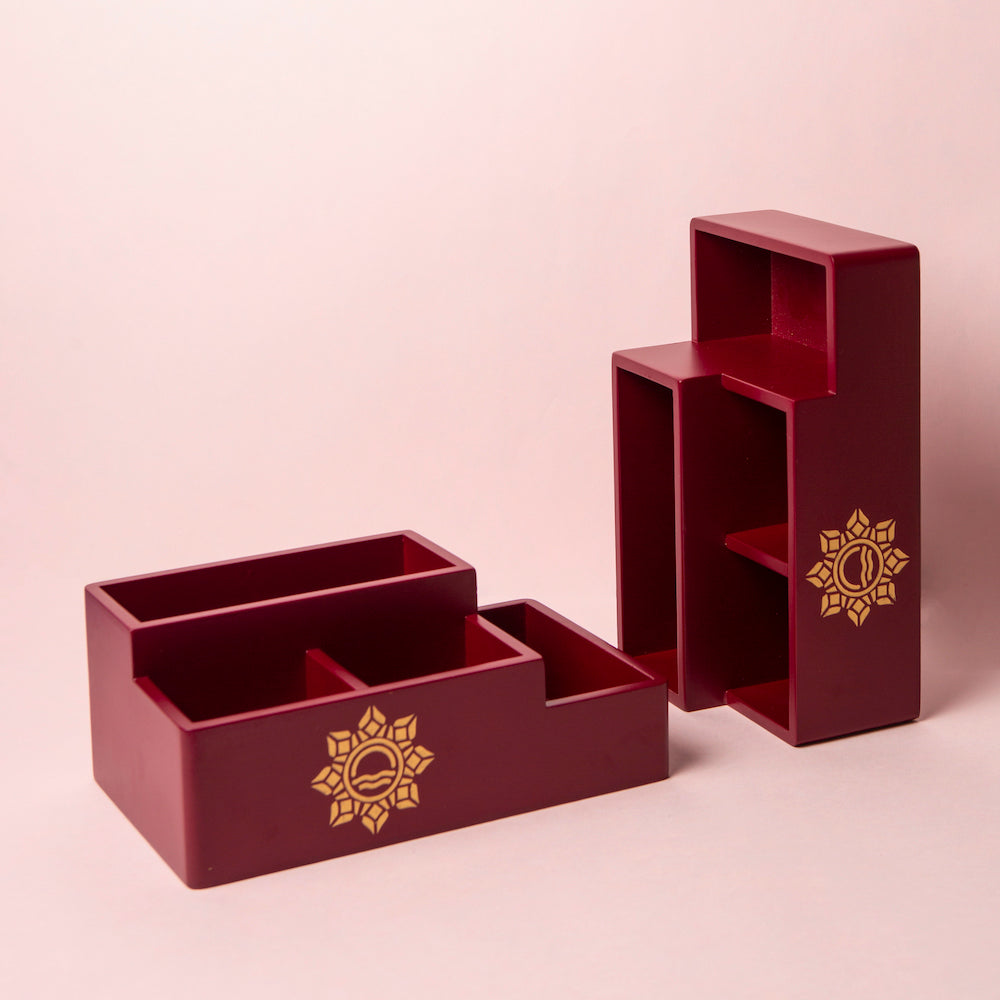 Maroon Multi Organiser: Stylish Storage Solution