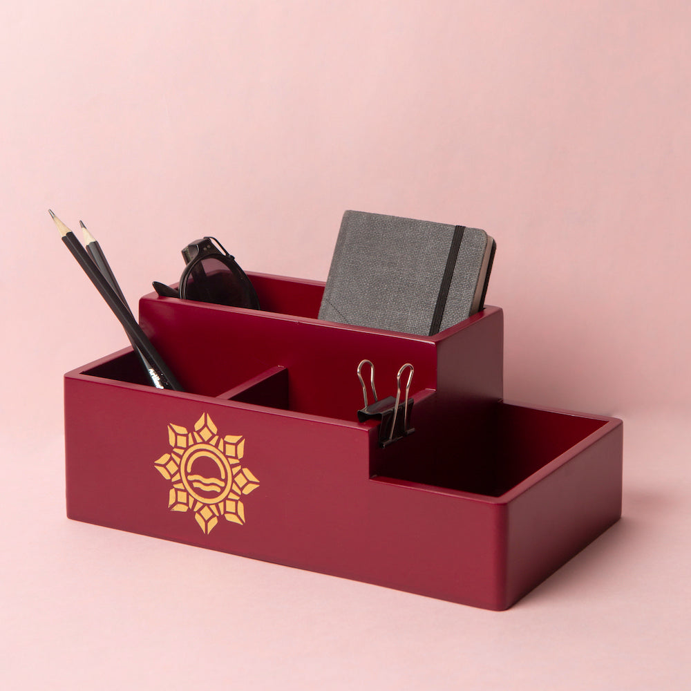 Revolutionize the way you organize with our Maroon Multi Organiser. This functional and chic storage solution is crafted to enhance your space. The deep maroon color adds a touch of sophistication, making it a perfect addition to any room. With thoughtfully designed compartments, this organizer allows you to efficiently store and access your belongings. Elevate your storage game with the stylish Maroon Multi Organiser.
