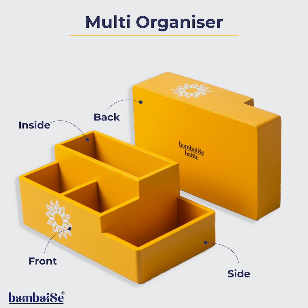 bambaiSe's yellow mandala-patterned multi organiser - a chic storage solution.