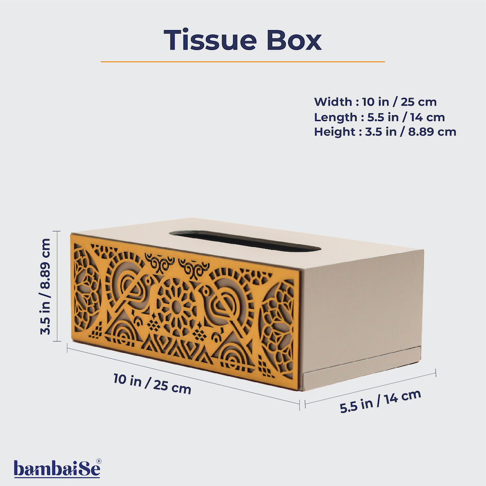 Transform Your Space with the Grey and Gold Mandala Art Cutwork Tissue Box