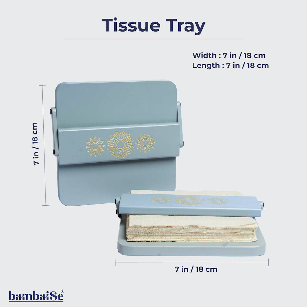 Introducing the Pebble Grey Tissue Tray ‰ÛÒ a chic and efficient organizer for square tissues. Crafted from High-Quality Wood and featuring Serenity Mandal Art, this tray with an adjustable flap brings a sense of chaos-resistant serenity to your space and tissue organization.
