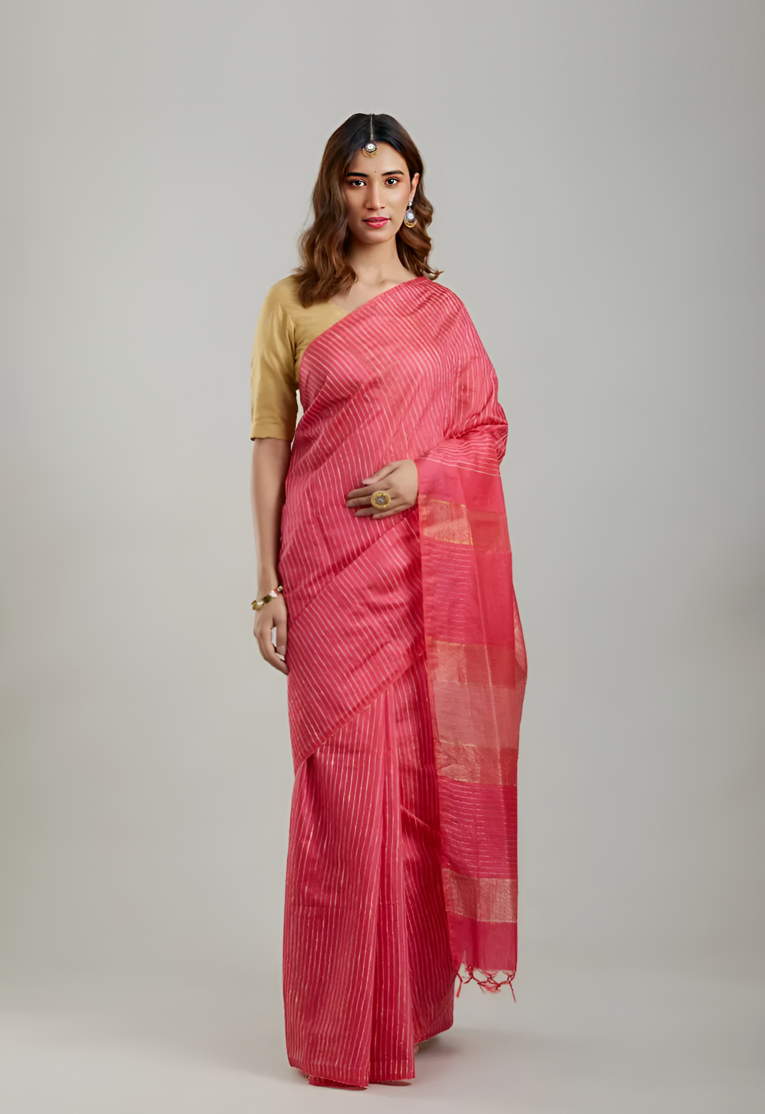 GULABO: Handwoven Bhagalpuri silk zari saree