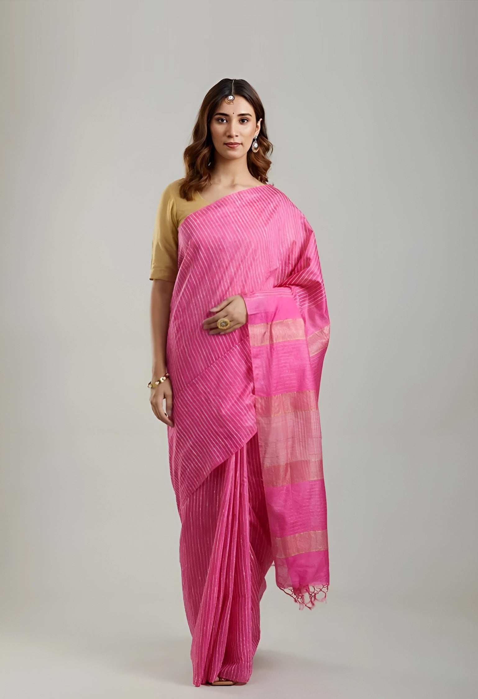 GULAAB: Handwoven Bhagalpuri silk zari saree