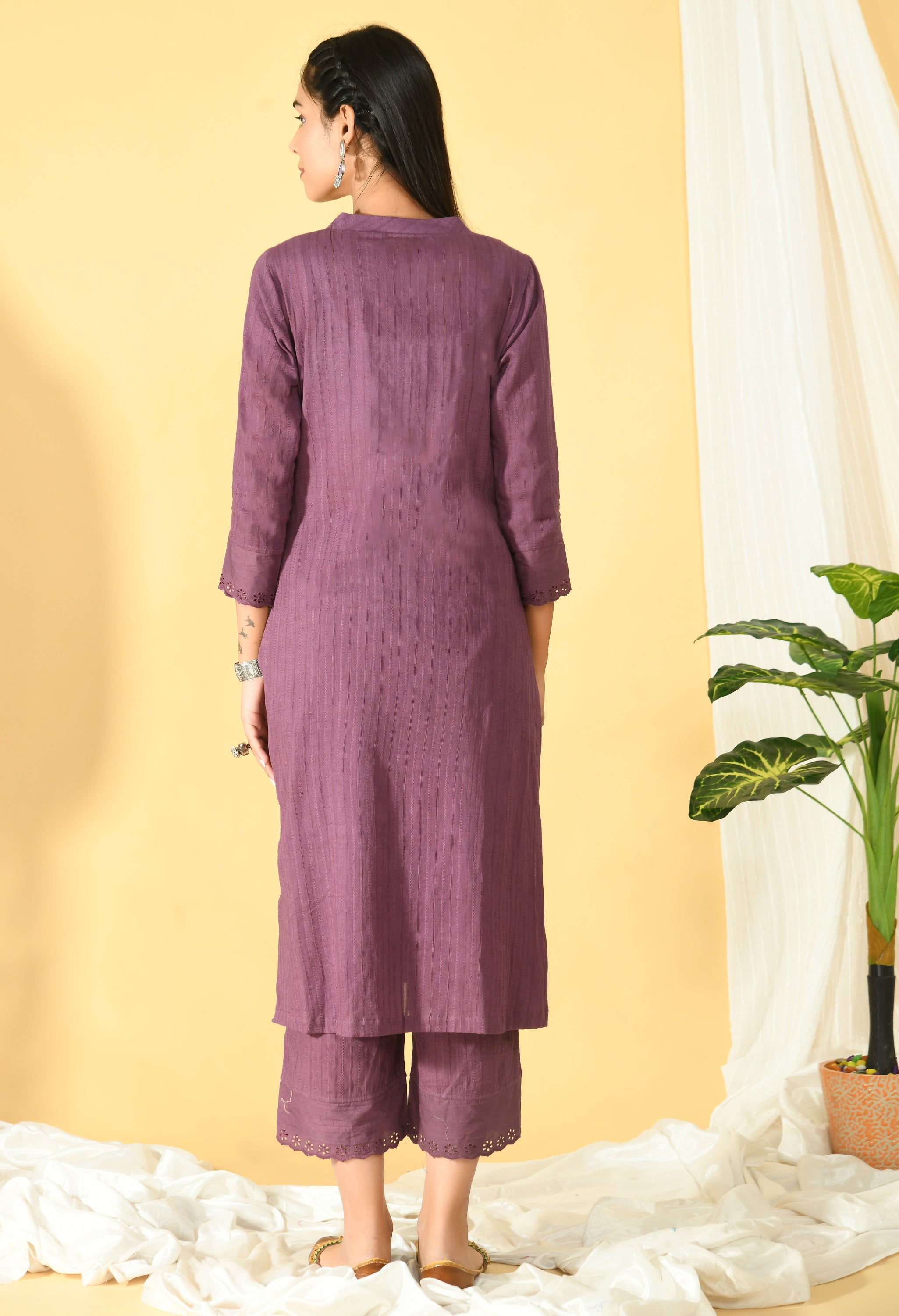 Chidiya Plum Kurta Pant Set - Our Better Planet