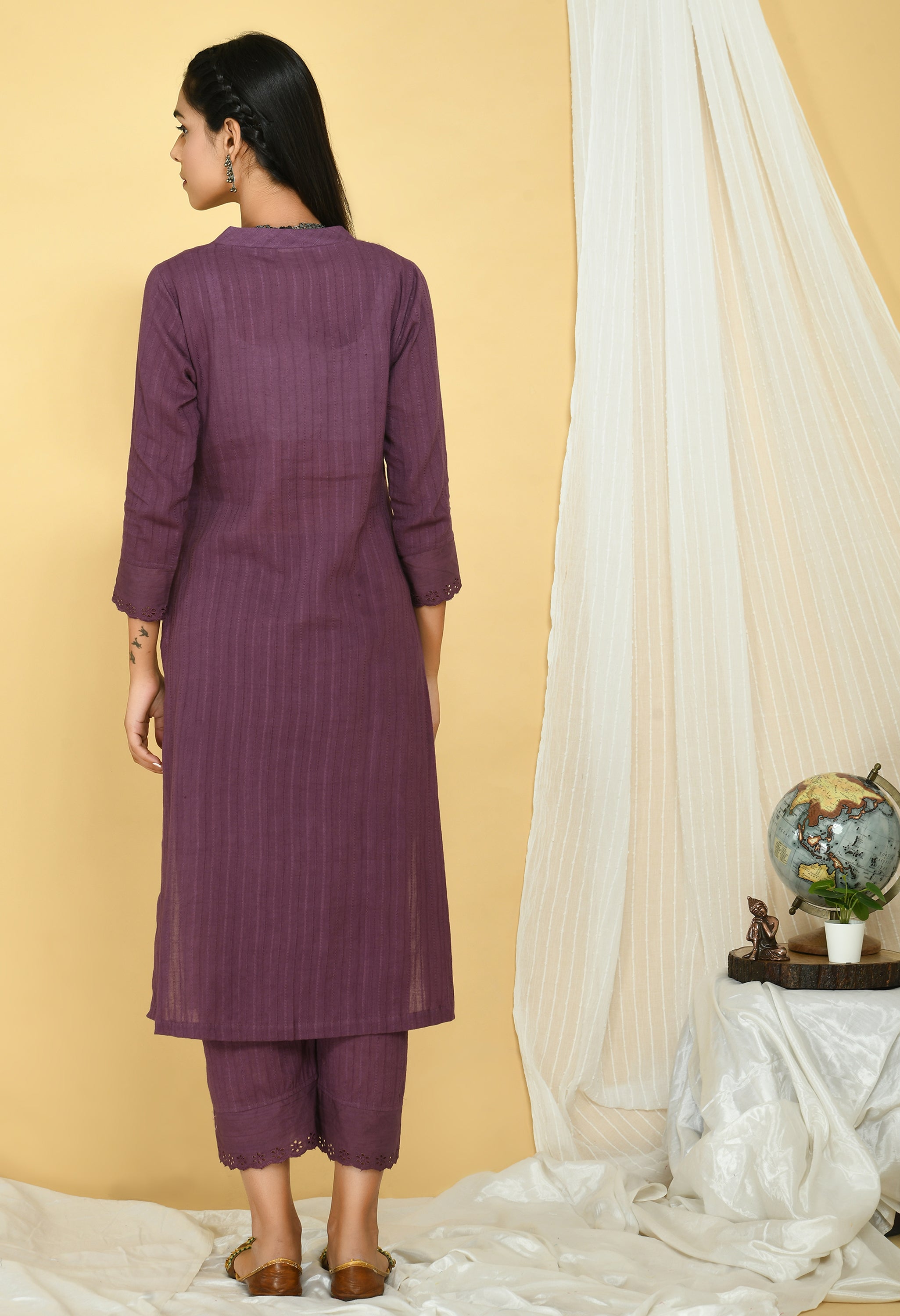 Chidiya Plum Kurta Pant Set - Our Better Planet