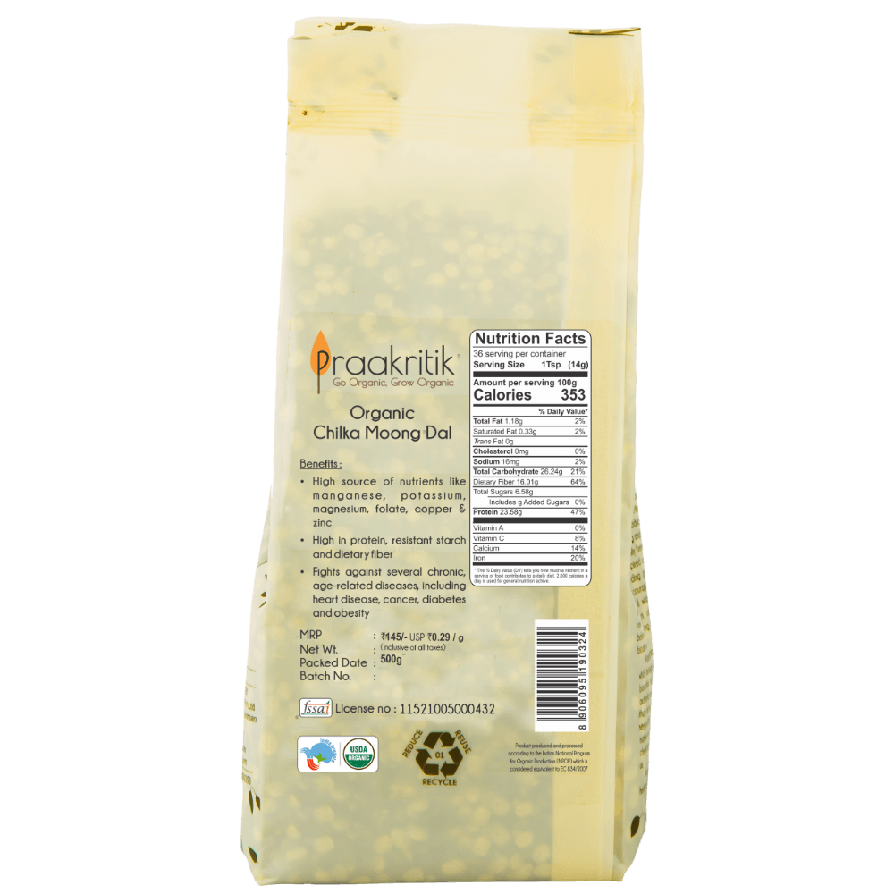 Chilka Hara Daal 500g - Organic - Our Better Planet