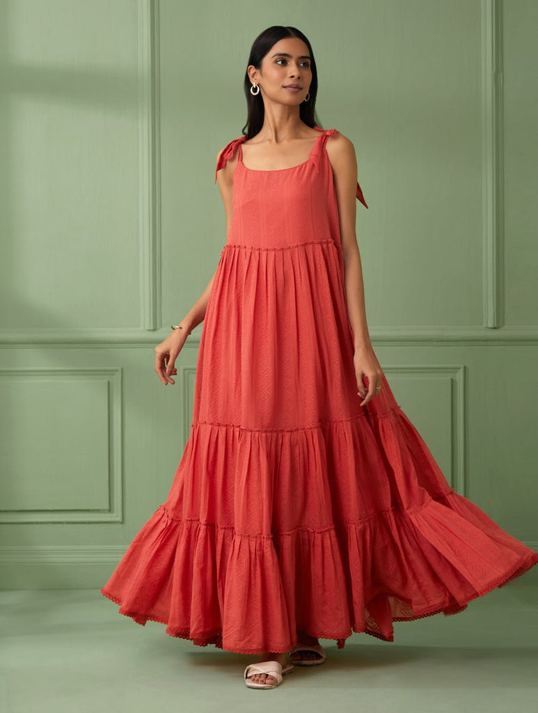 Coral Breezy Tiered Maxi Dress - Our Better Planet