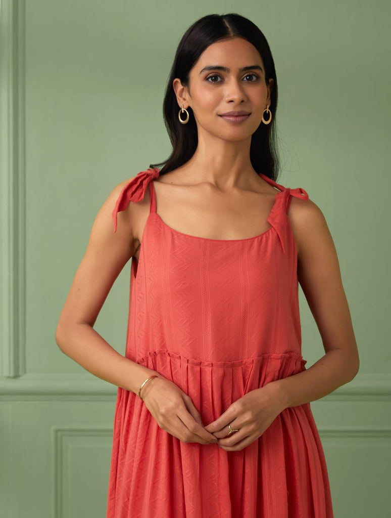 Coral Breezy Tiered Maxi Dress - Our Better Planet