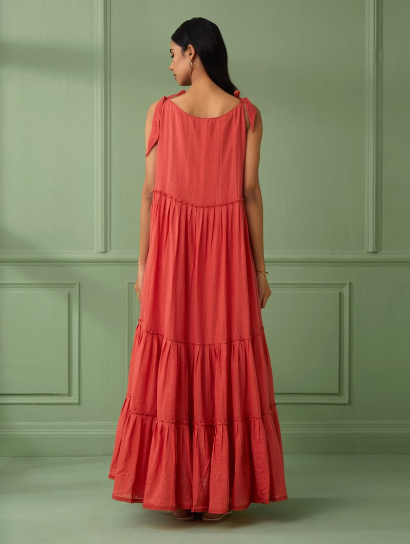 Coral Breezy Tiered Maxi Dress - Our Better Planet