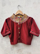 Cotton-Silk Crop Top With Upcycled Sujani Collar /A3 - Our Better Planet