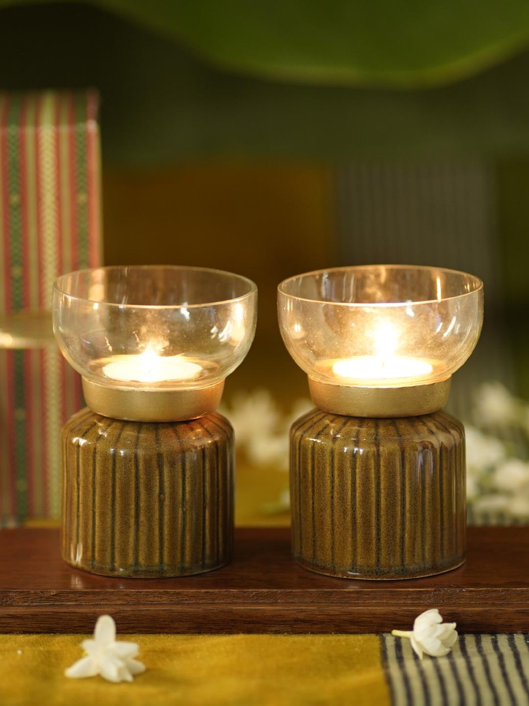 Courtyard Courtyard Amaltas T Light Holder Set Of 2 -Gift Box - Our Better Planet