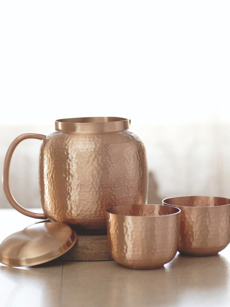 Courtyard Courtyard Jaltarang Copper Jug With 2 Glasses - Our Better Planet
