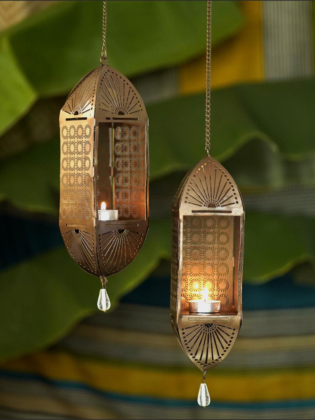 Courtyard Courtyard Mandir Hanging T Light -Set of 2 - Our Better Planet