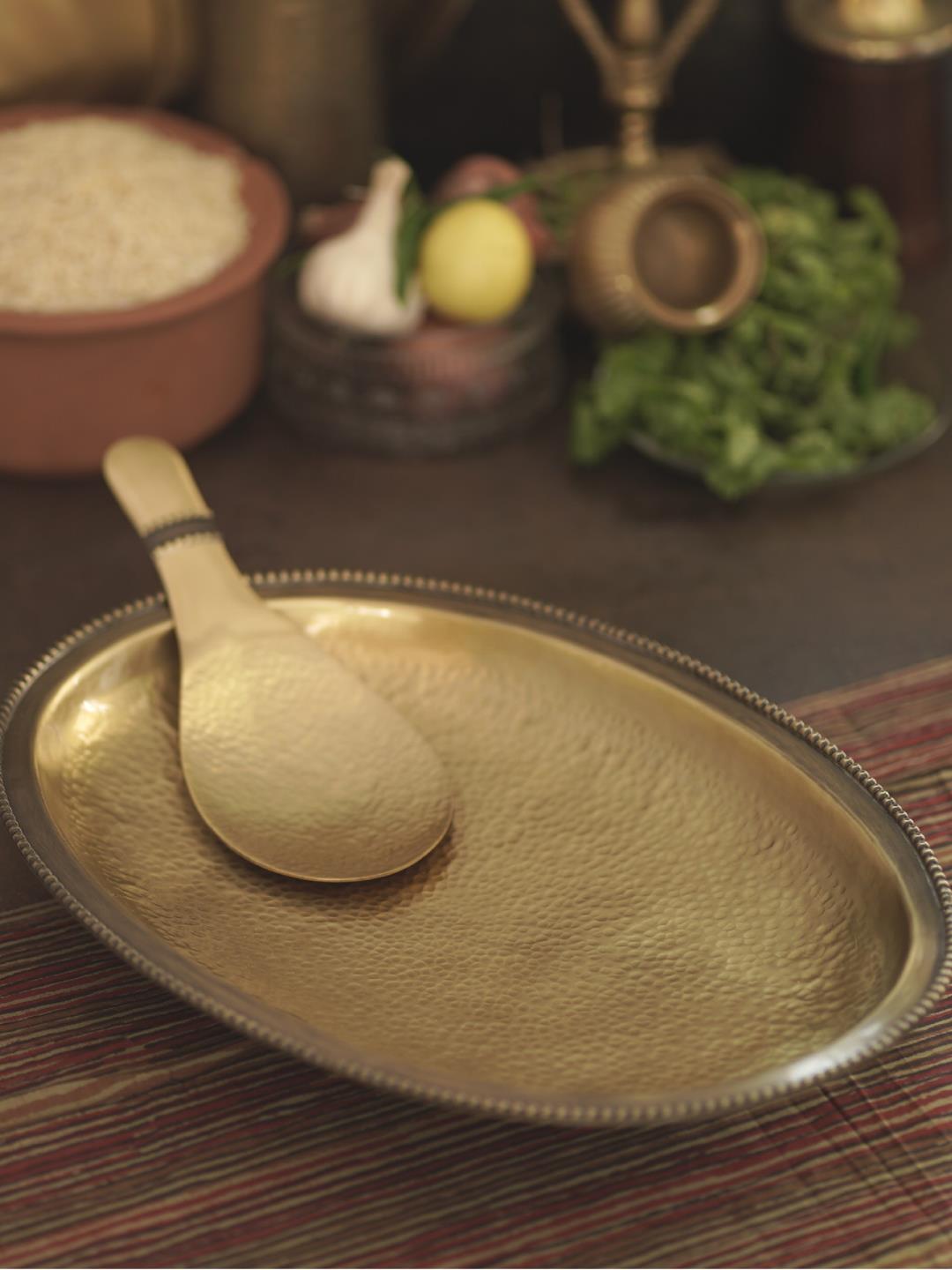 Courtyard Courtyard Mangala Oval Rice Platter With Ladle - Our Better Planet