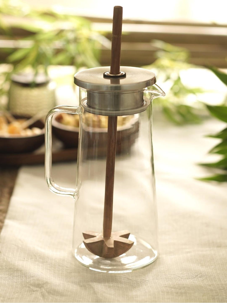 Courtyard Majuli Sandria Jug With Wooden Churner In Filter Lid - Our Better Planet