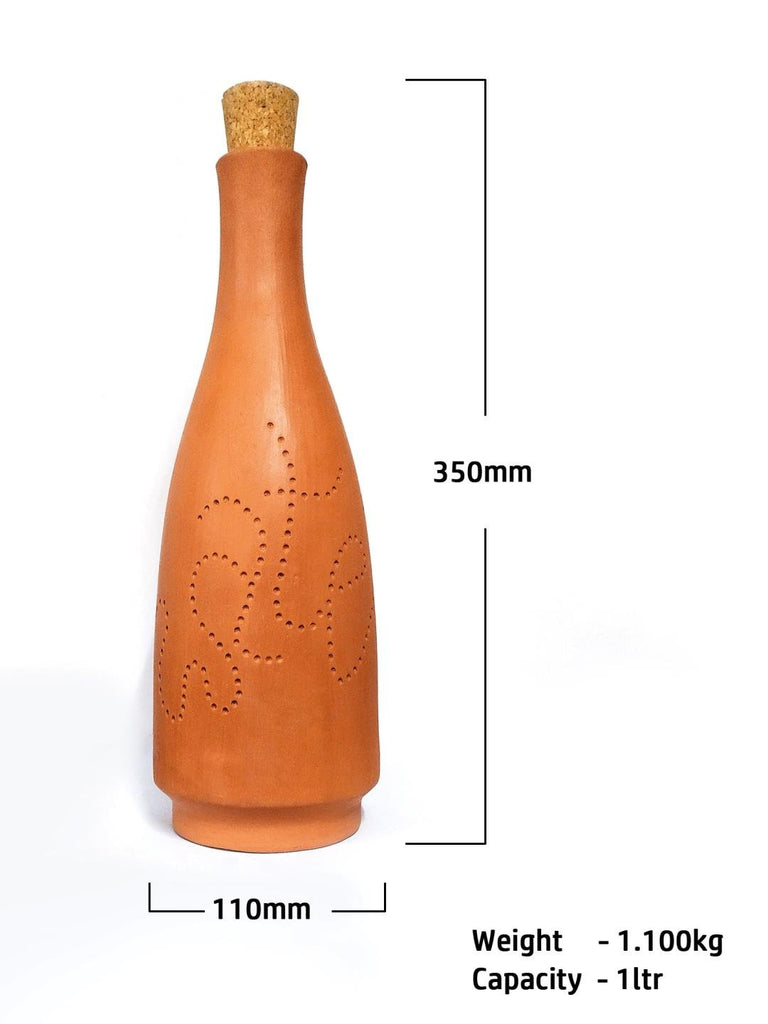 Craftlipi "BOT" Terracotta Water Bottle Water With Cork Cap - Our Better Planet
