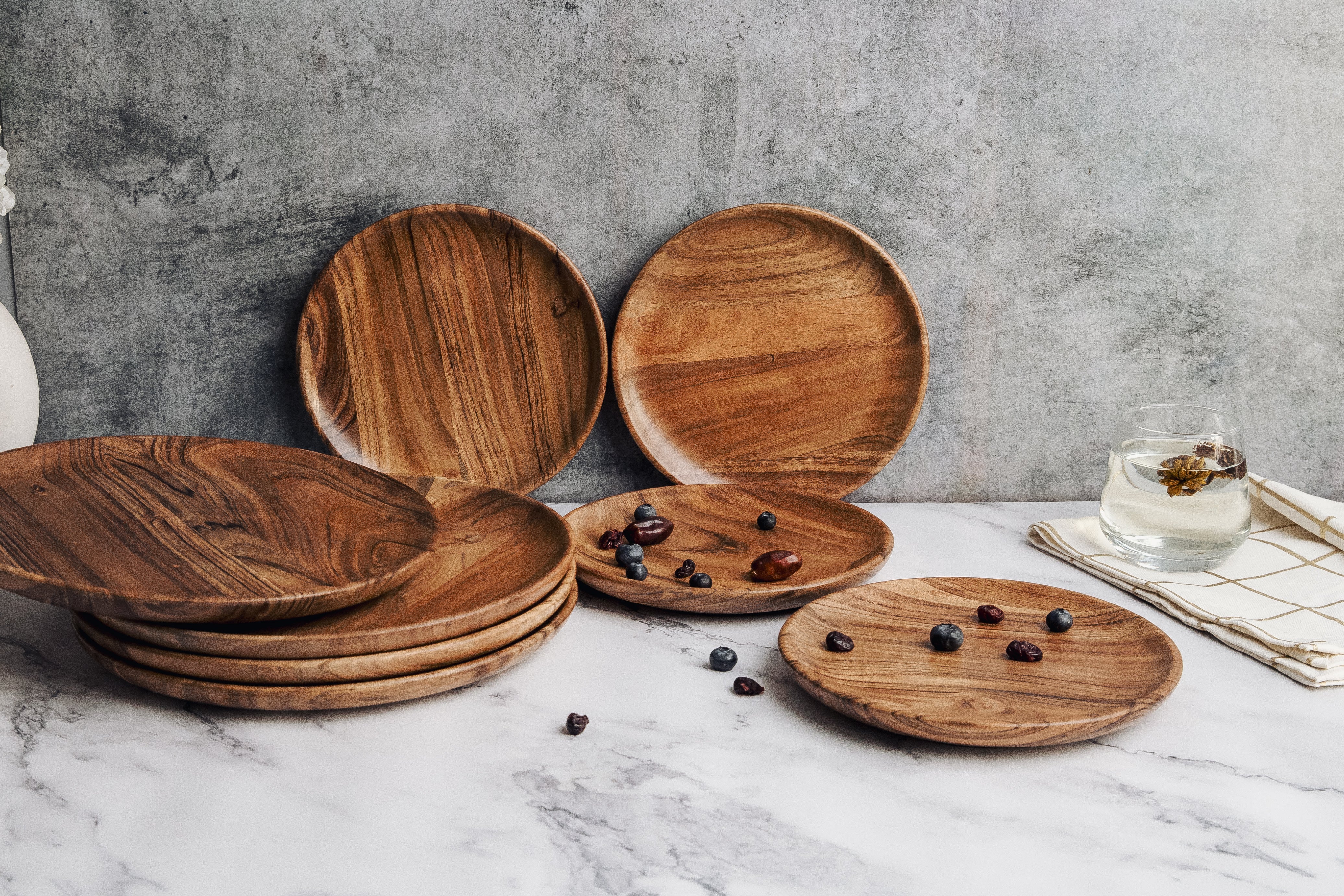 Dune Acacia Plates Set of 4 Small and 4 Large - Our Better Planet