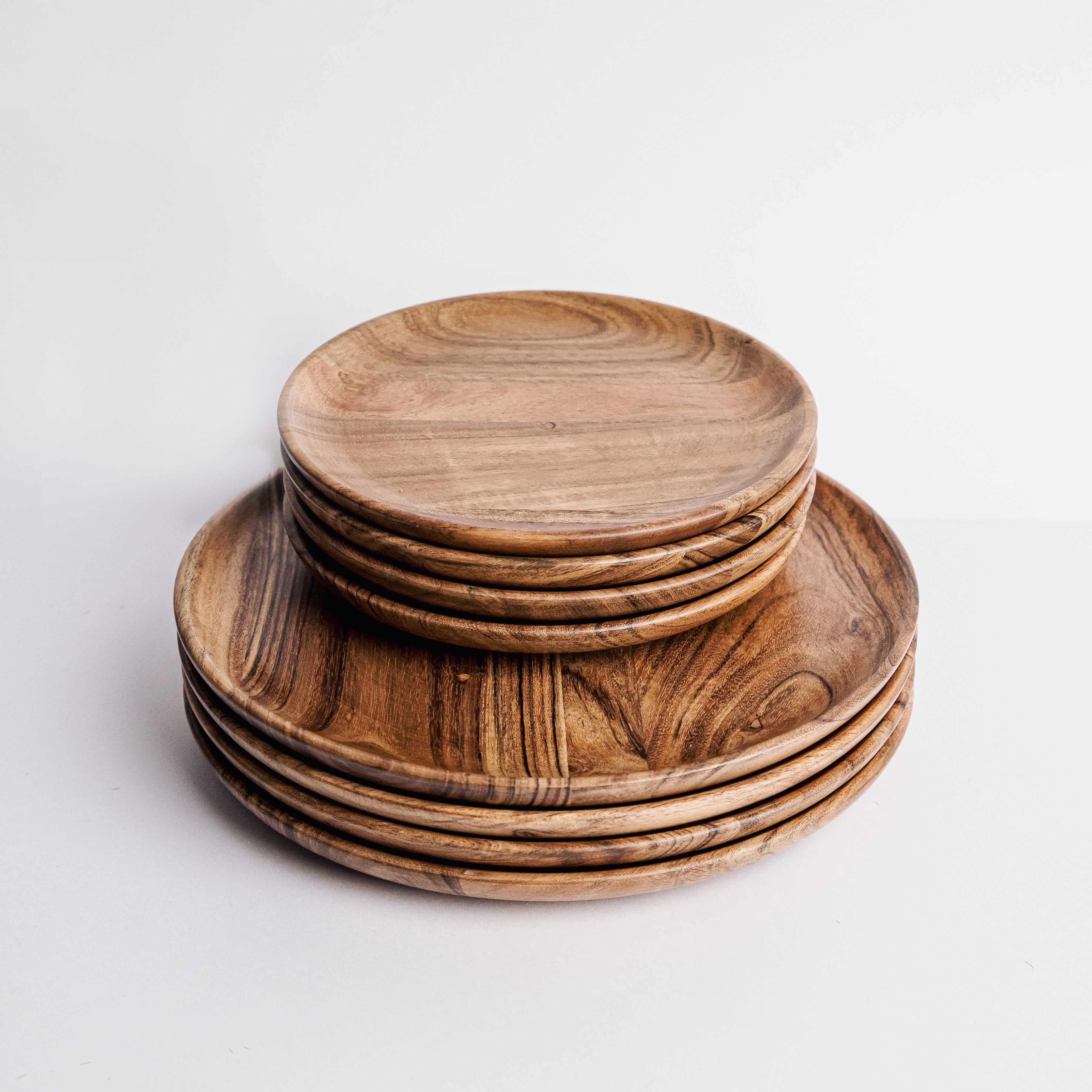 Dune Acacia Plates Set of 4 Small and 4 Large - Our Better Planet